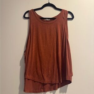 Love & Other Things Rust Sleeveless Tank Top Flowy Layered Hem Size M
